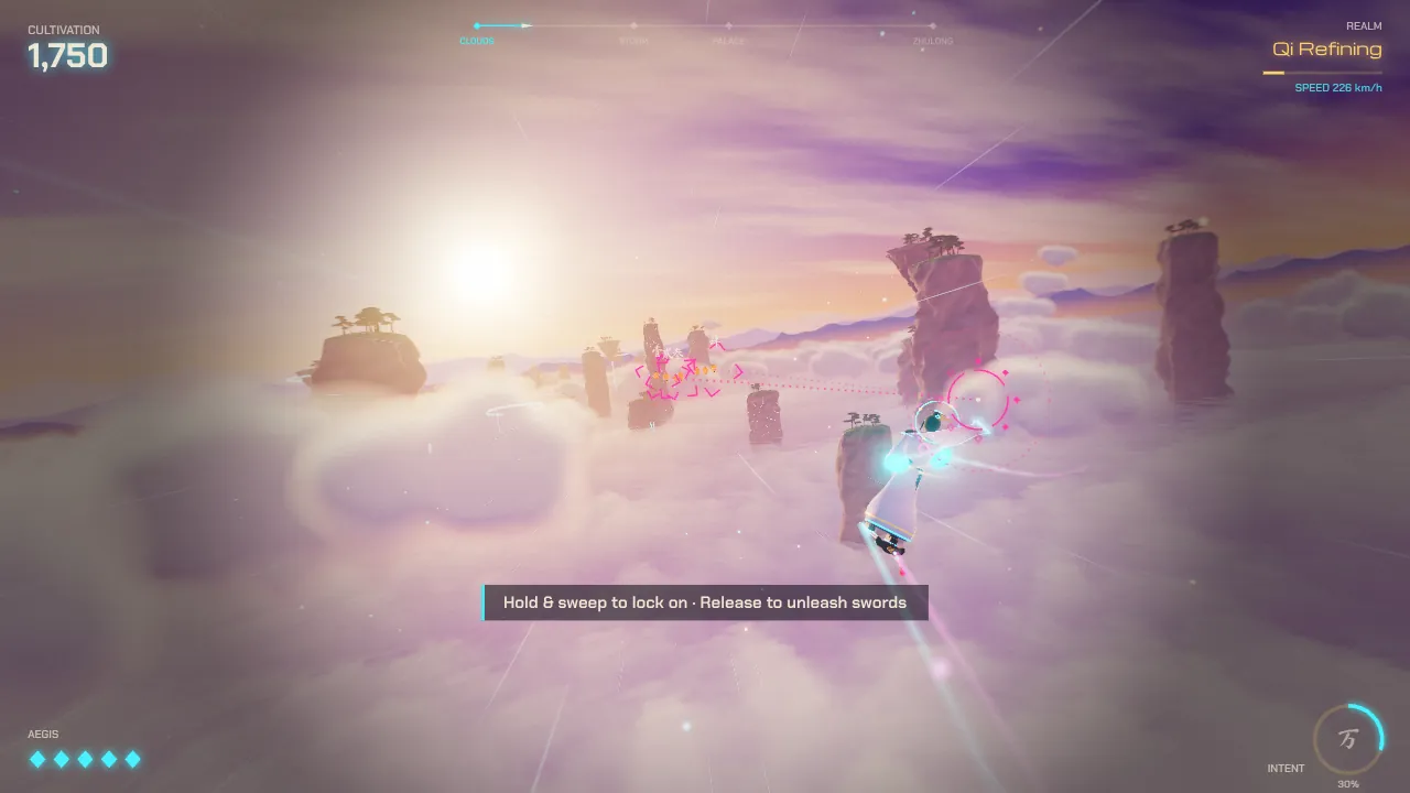 Locking on to enemies with the scanning reticle.